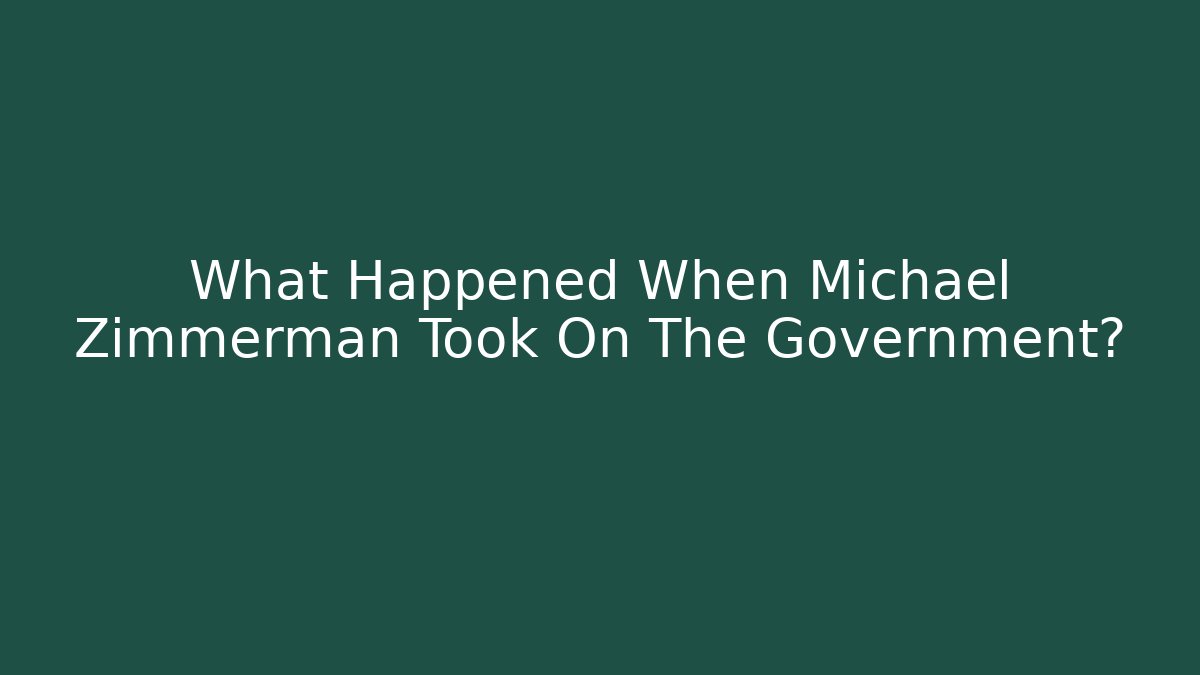 What Happened When Michael Zimmerman Took On The Government?