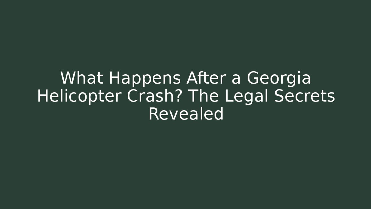What Happens After a Georgia Helicopter Crash? The Legal Secrets Revealed