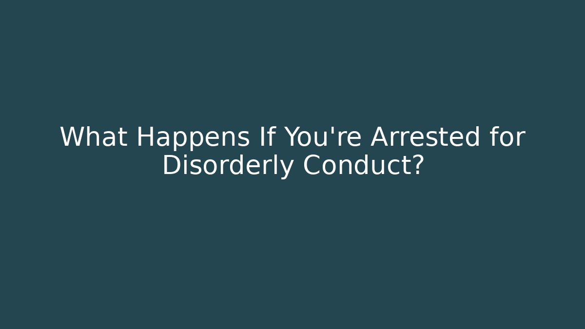 What Happens If You’re Arrested for Disorderly Conduct?