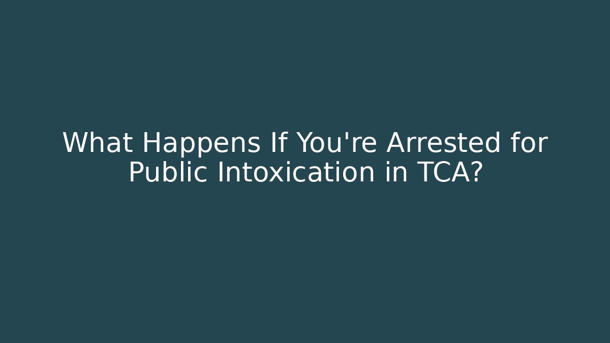 What Happens If You’re Arrested for Public Intoxication in TCA?