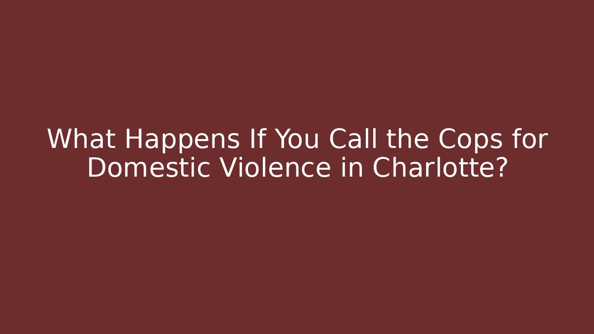 What Happens If You Call the Cops for Domestic Violence in Charlotte?