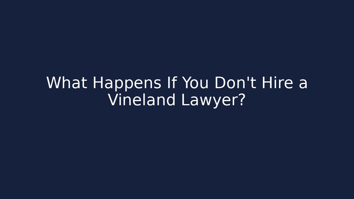 What Happens If You Don't Hire a Vineland Lawyer?