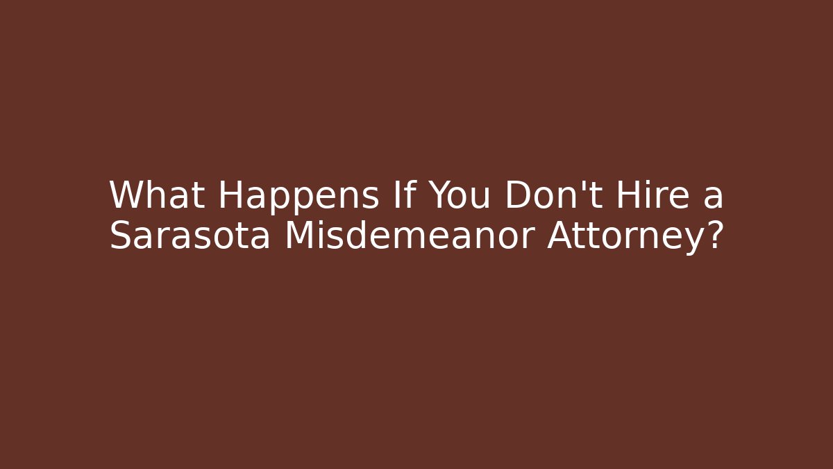 What Happens If You Don’t Hire a Sarasota Misdemeanor Attorney?