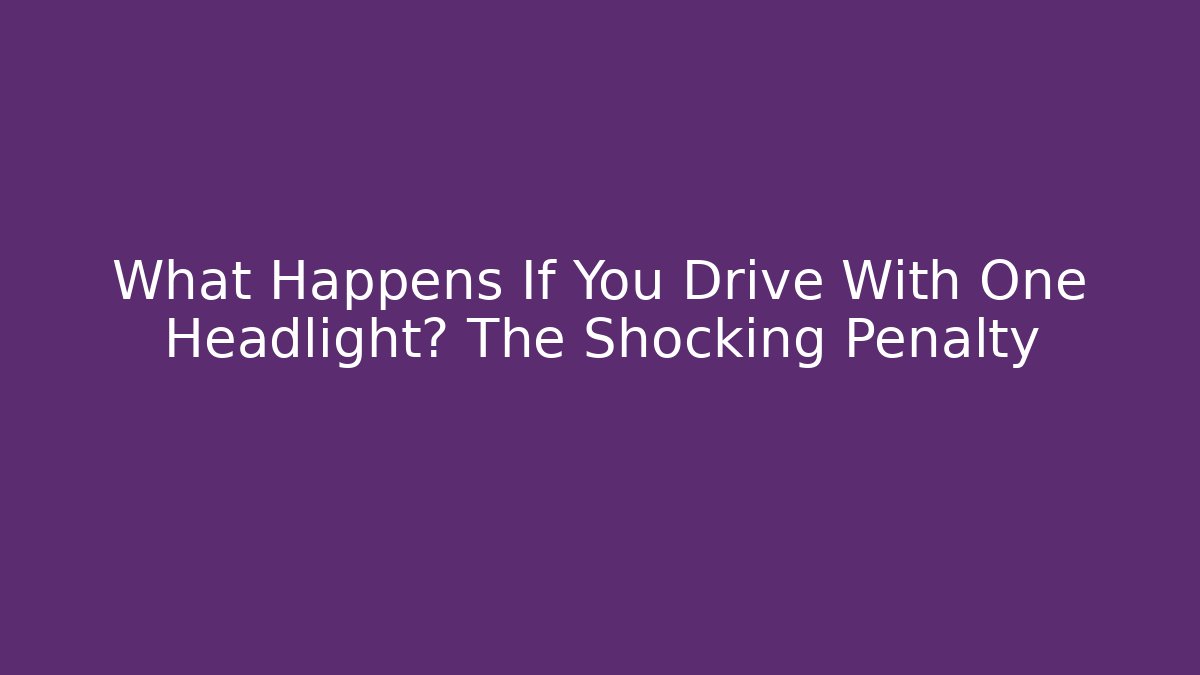 What Happens If You Drive With One Headlight? The Shocking Penalty