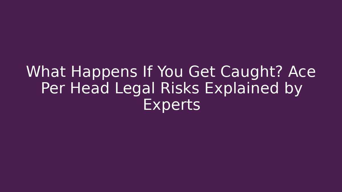 What Happens If You Get Caught? Ace Per Head Legal Risks Explained by Experts