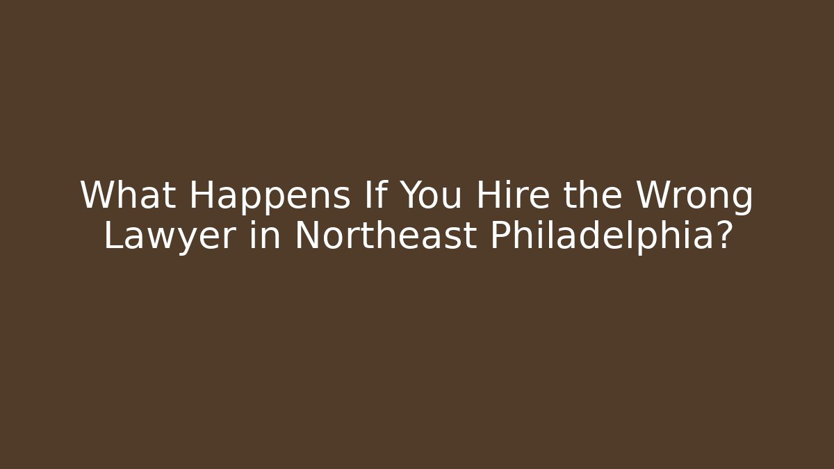 What Happens If You Hire the Wrong Lawyer in Northeast Philadelphia?