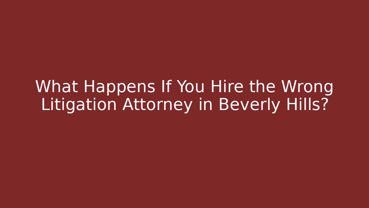 What Happens If You Hire the Wrong Litigation Attorney in Beverly Hills?