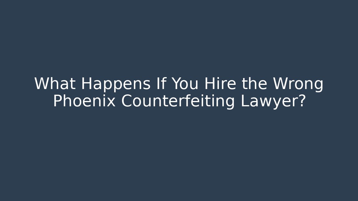 What Happens If You Hire the Wrong Phoenix Counterfeiting Lawyer?