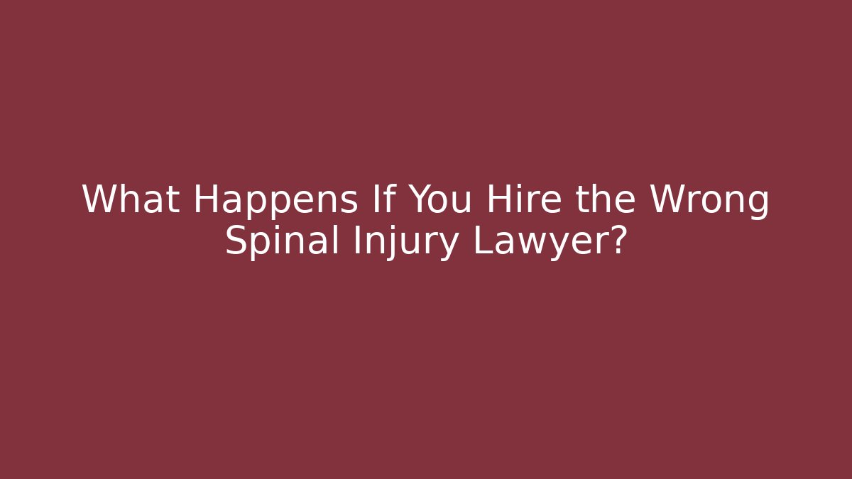 What Happens If You Hire the Wrong Spinal Injury Lawyer?