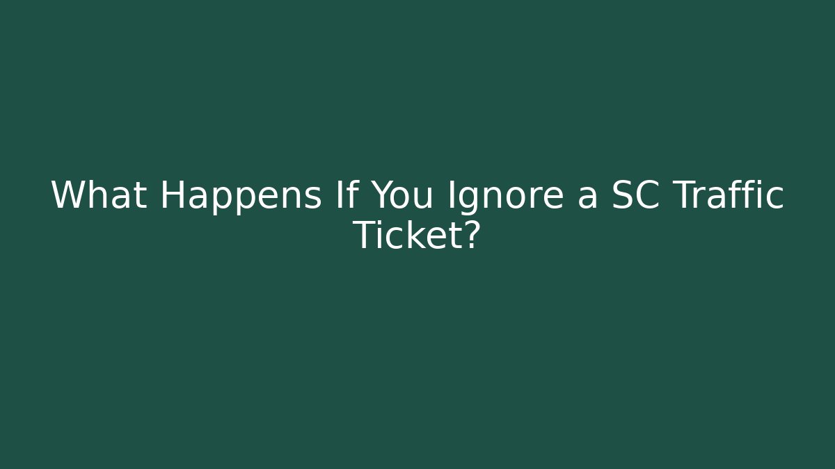What Happens If You Ignore a SC Traffic Ticket?