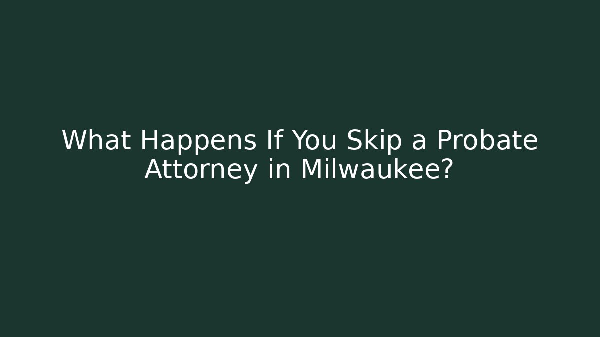 What Happens If You Skip a Probate Attorney in Milwaukee?