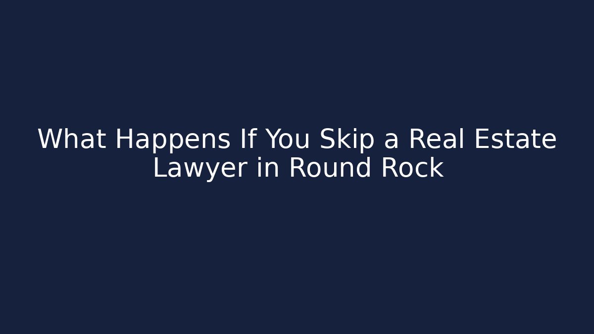 What Happens If You Skip a Real Estate Lawyer in Round Rock