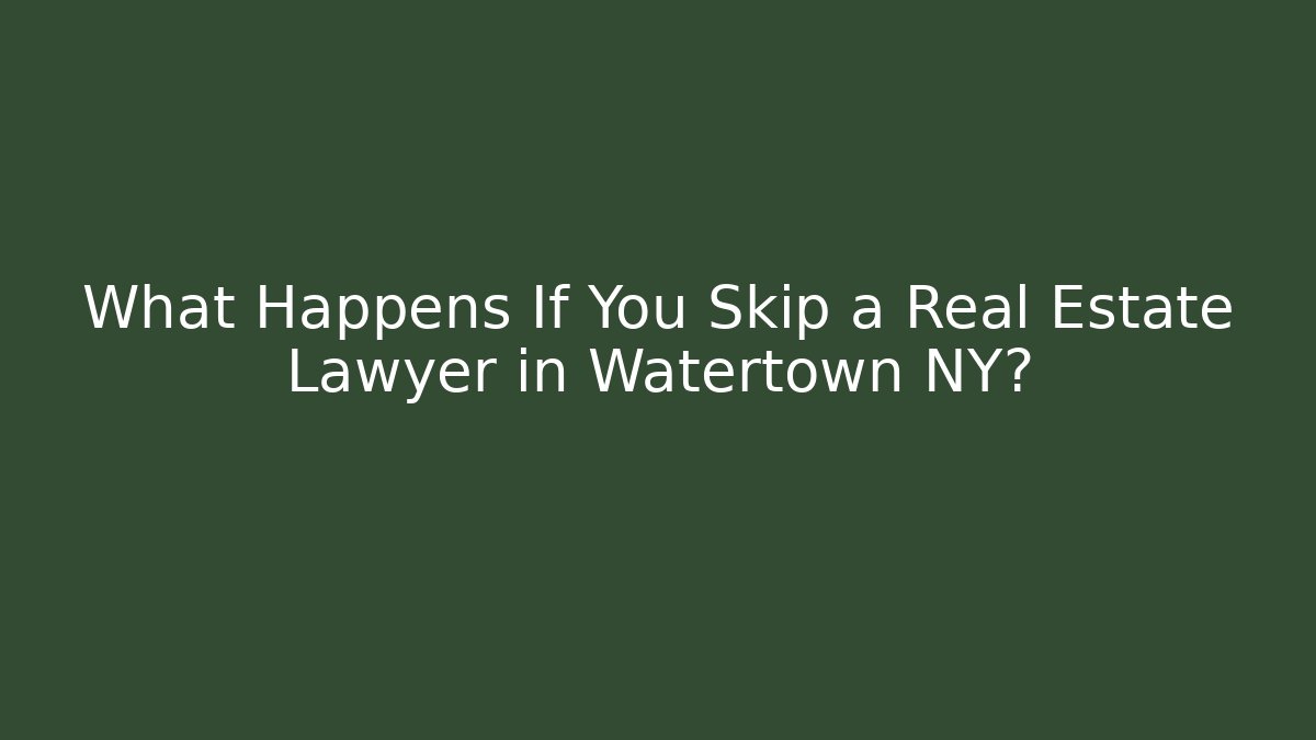 What Happens If You Skip a Real Estate Lawyer in Watertown NY?