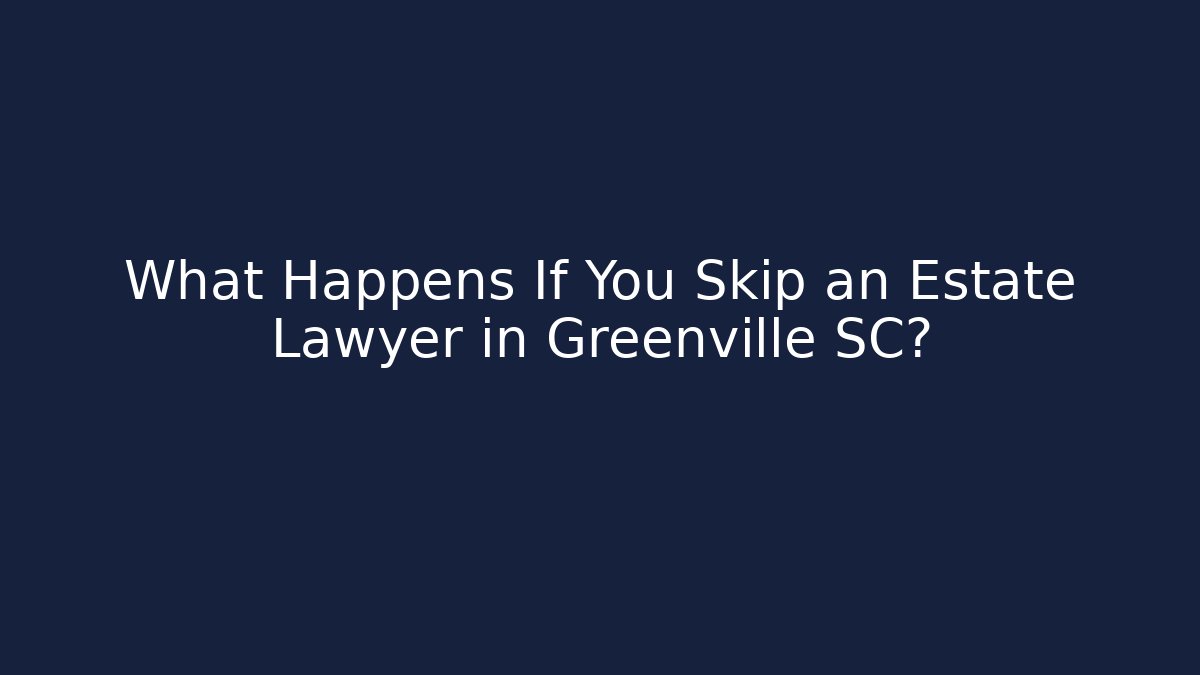 What Happens If You Skip an Estate Lawyer in Greenville SC?
