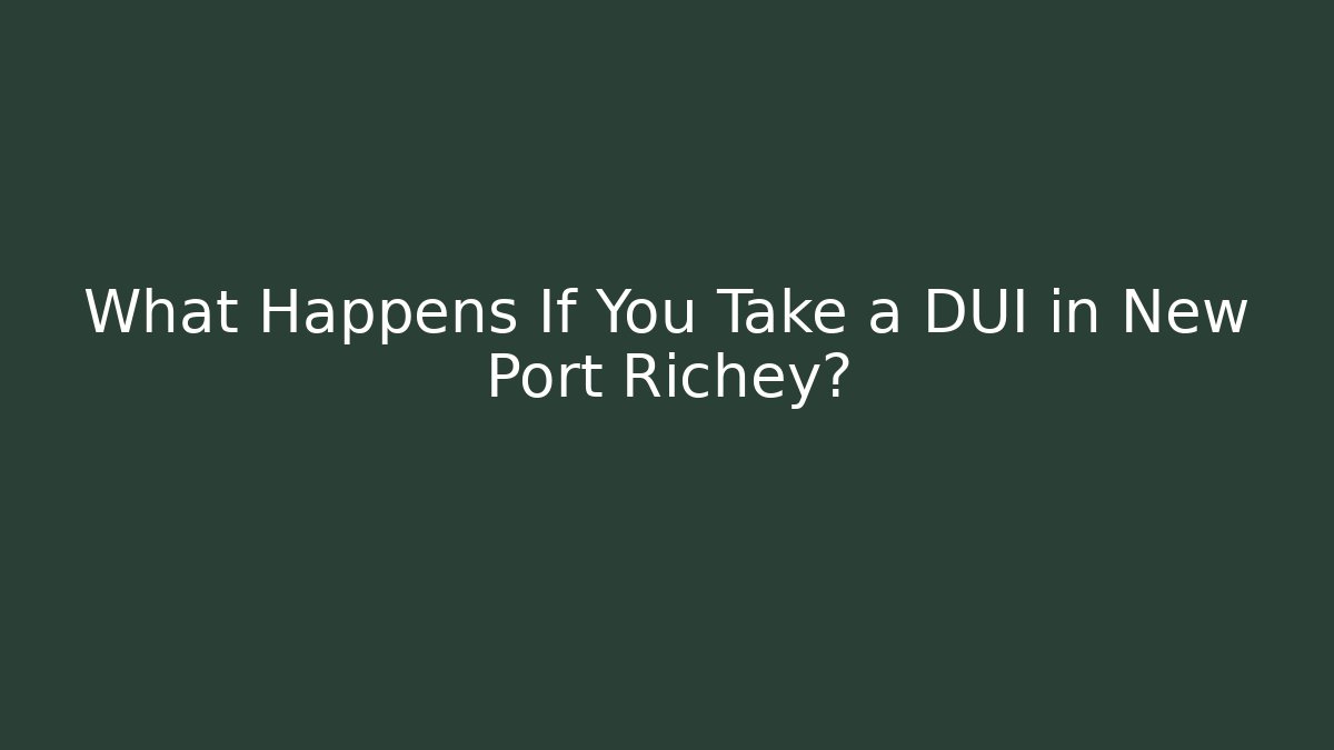 What Happens If You Take a DUI in New Port Richey?