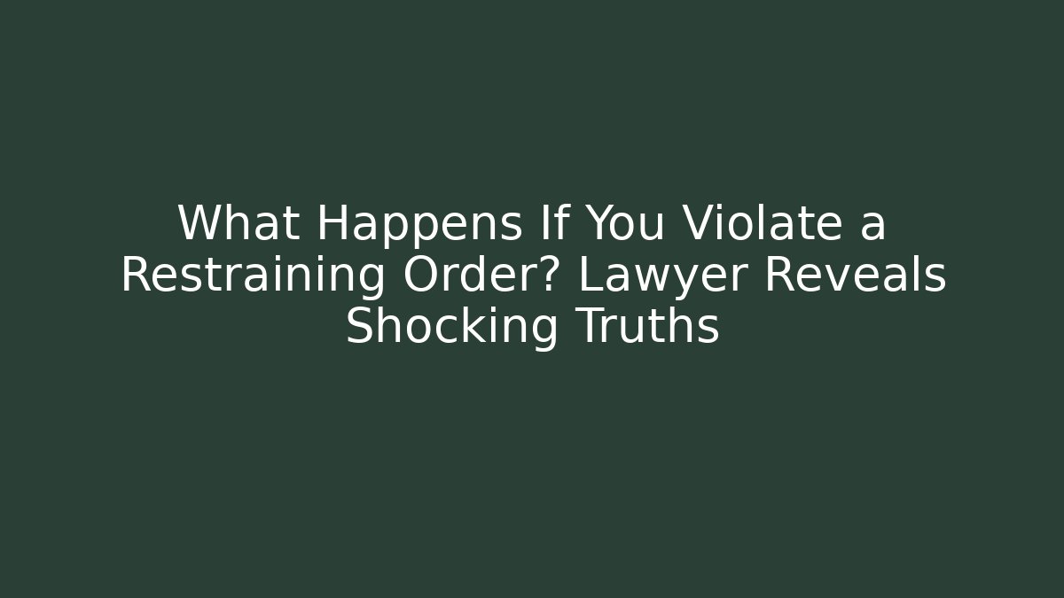 What Happens If You Violate a Restraining Order? Lawyer Reveals Shocking Truths