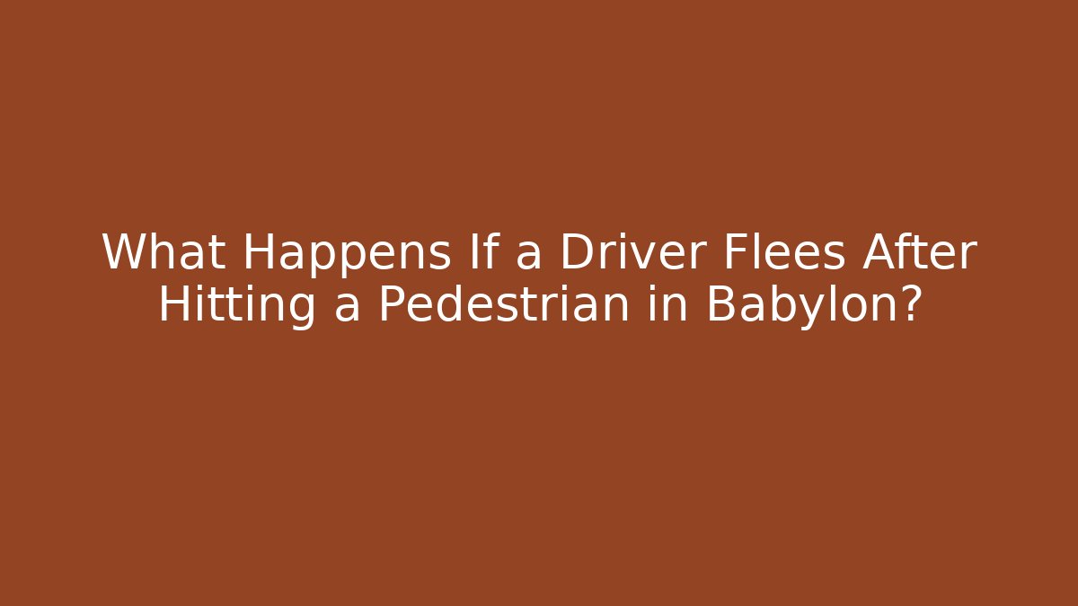 What Happens If a Driver Flees After Hitting a Pedestrian in Babylon? - WealthxGroup