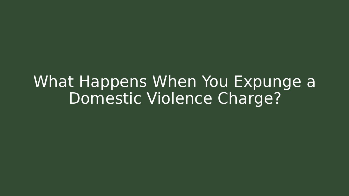 What Happens When You Expunge a Domestic Violence Charge?