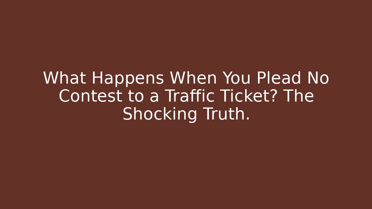 What Happens When You Plead No Contest to a Traffic Ticket? The Shocking Truth.