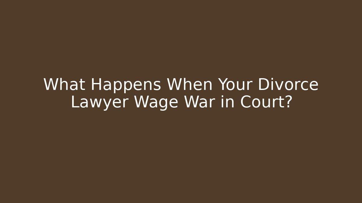 What Happens When Your Divorce Lawyer Wage War in Court?