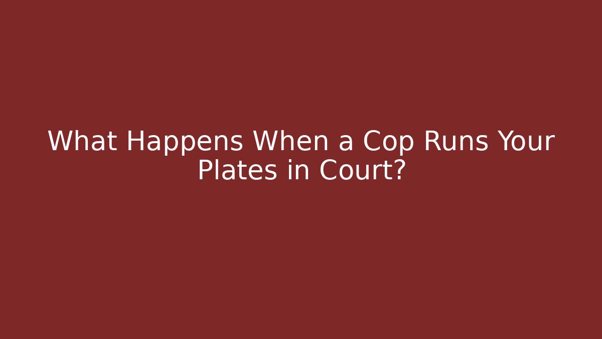 What Happens When a Cop Runs Your Plates in Court?