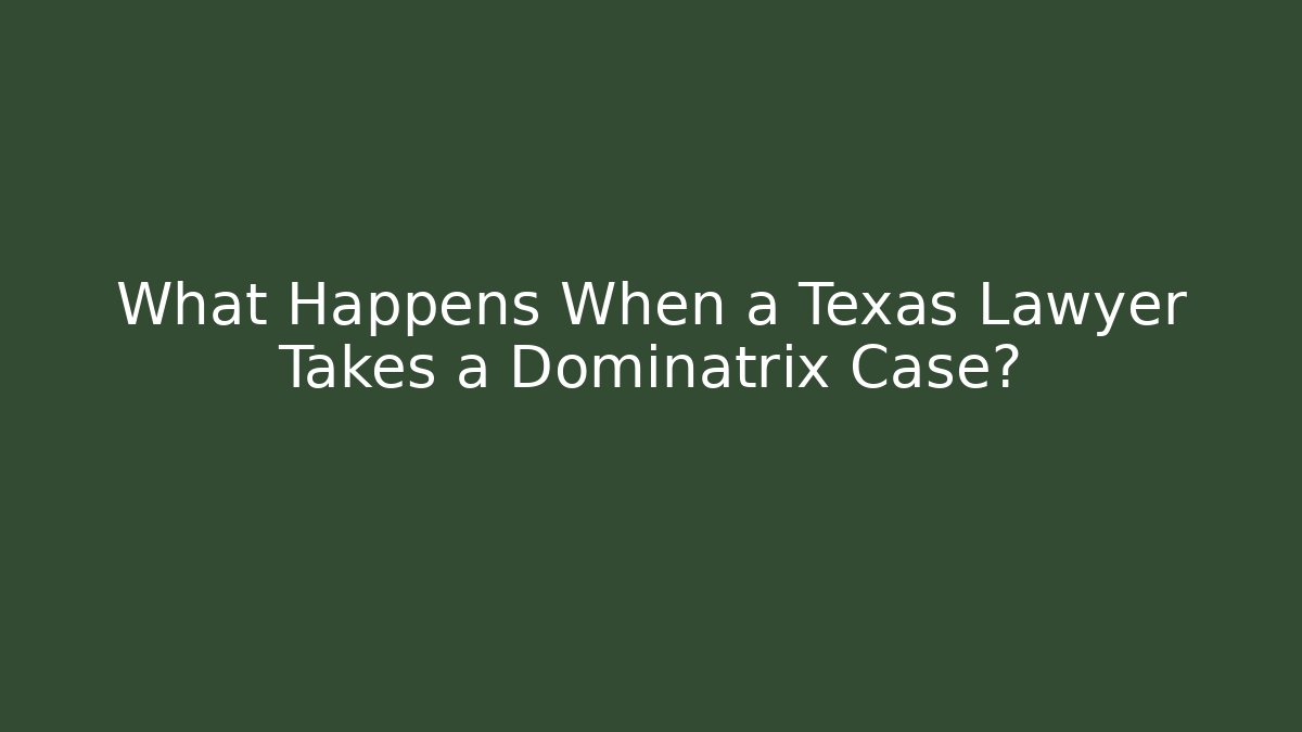 What Happens When a Texas Lawyer Takes a Dominatrix Case?