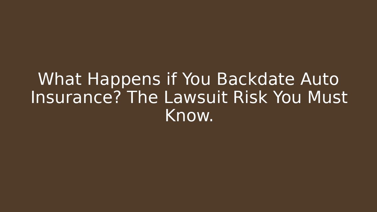 What Happens if You Backdate Auto Insurance? The Lawsuit Risk You Must Know.