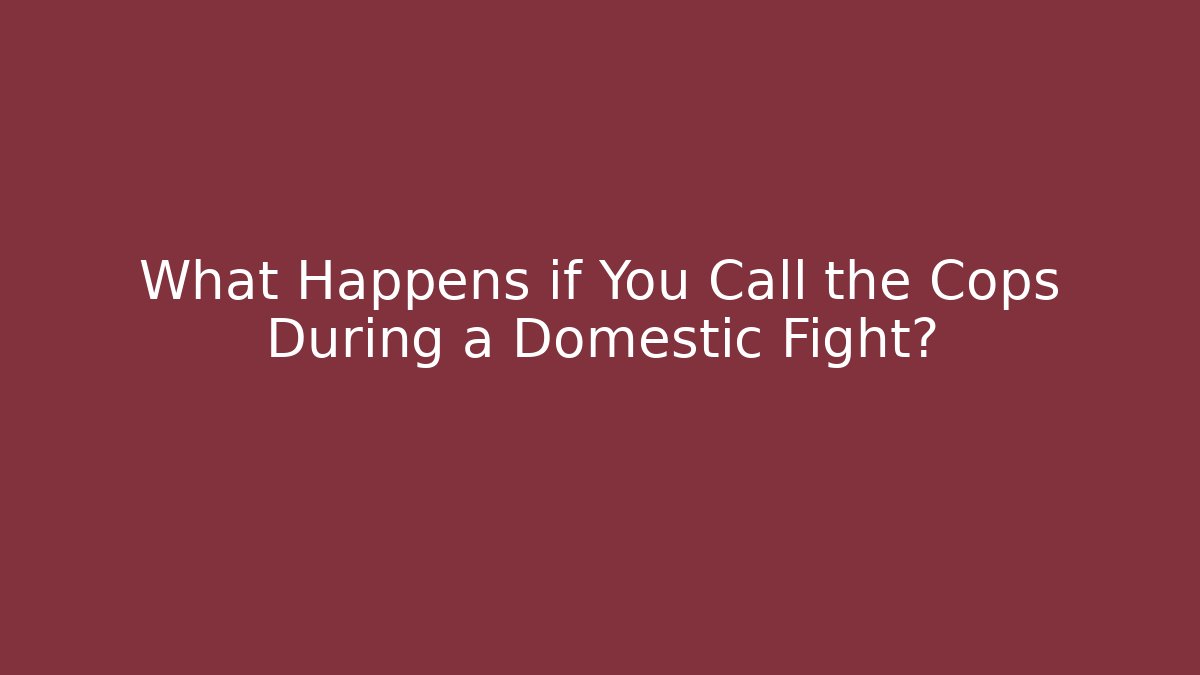 What Happens if You Call the Cops During a Domestic Fight?