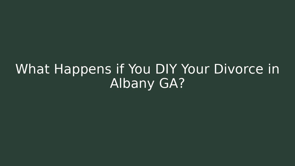What Happens if You DIY Your Divorce in Albany GA?