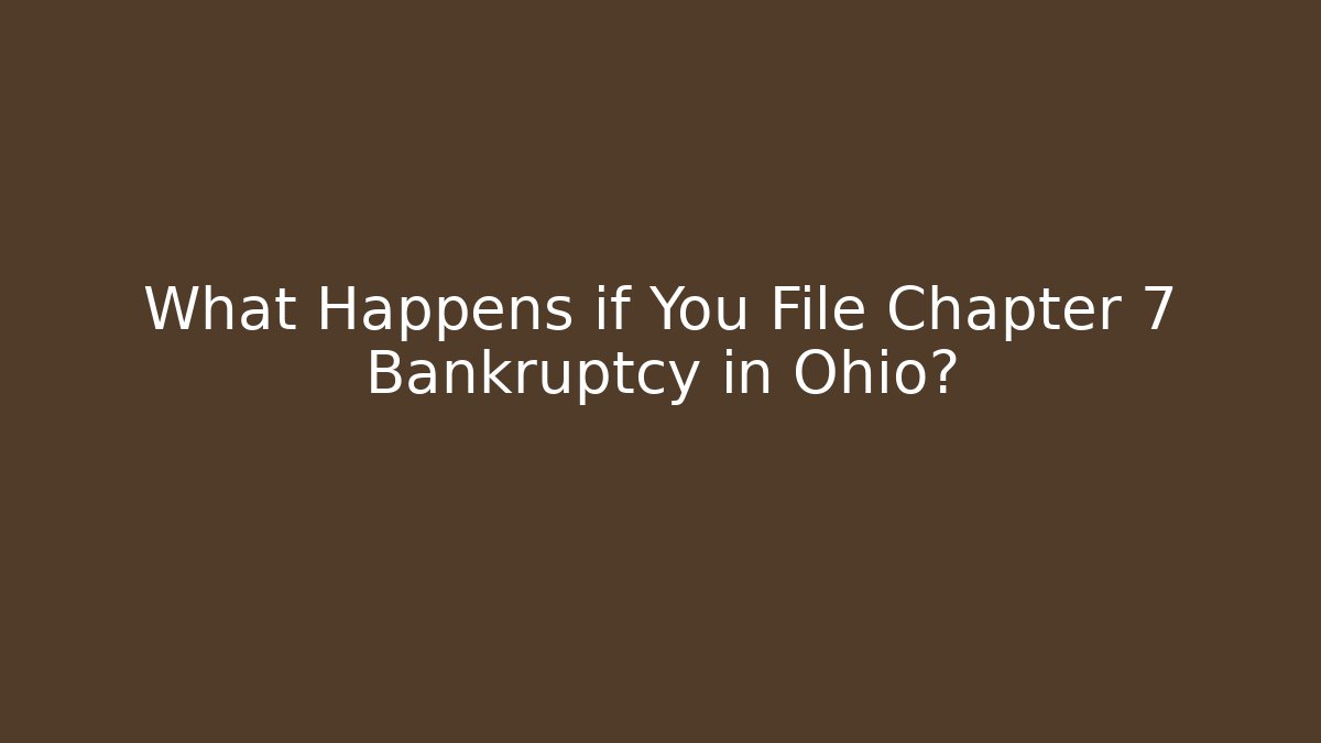 What Happens if You File Chapter 7 Bankruptcy in Ohio?