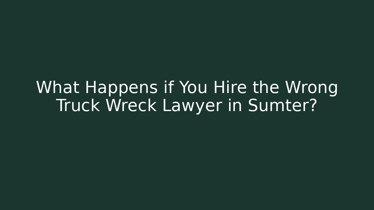 What Happens if You Hire the Wrong Truck Wreck Lawyer in Sumter?
