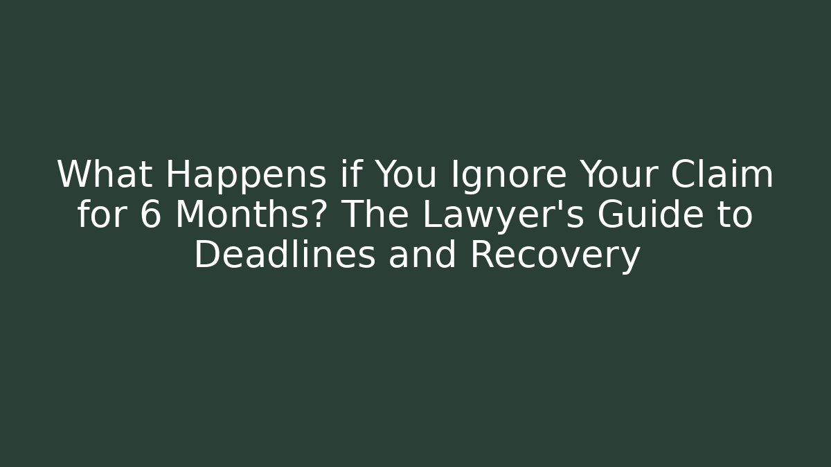 What Happens if You Ignore Your Claim for 6 Months? The Lawyer’s Guide to Deadlines and Recovery