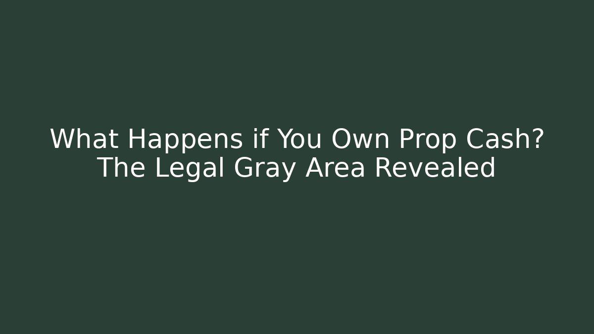 What Happens if You Own Prop Cash? The Legal Gray Area Revealed