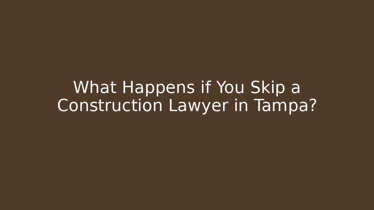 What Happens if You Skip a Construction Lawyer in Tampa?