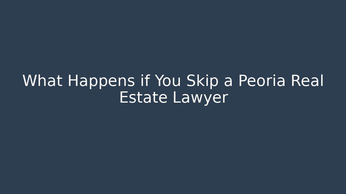 What Happens if You Skip a Peoria Real Estate Lawyer