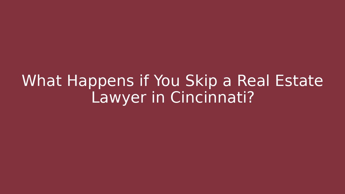 What Happens if You Skip a Real Estate Lawyer in Cincinnati? - WealthxGroup