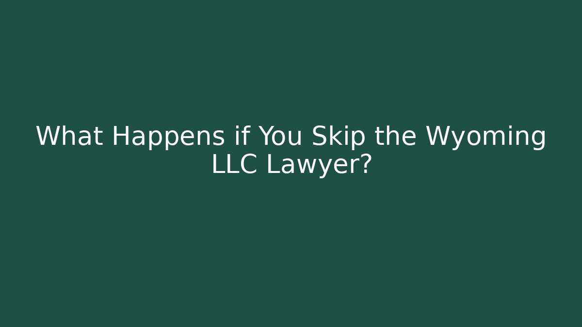 What Happens if You Skip the Wyoming LLC Lawyer?