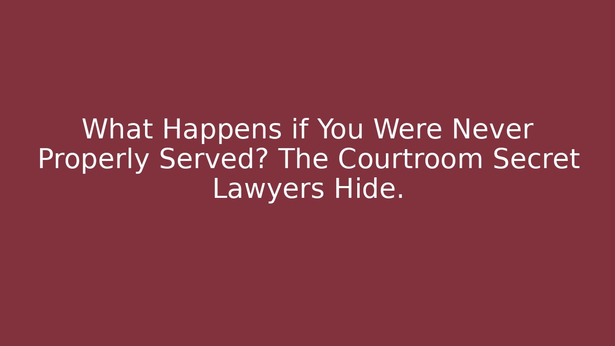 What Happens if You Were Never Properly Served? The Courtroom Secret Lawyers Hide.