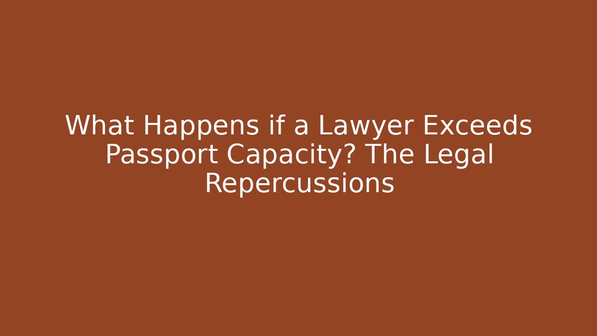 What Happens if a Lawyer Exceeds Passport Capacity? The Legal Repercussions