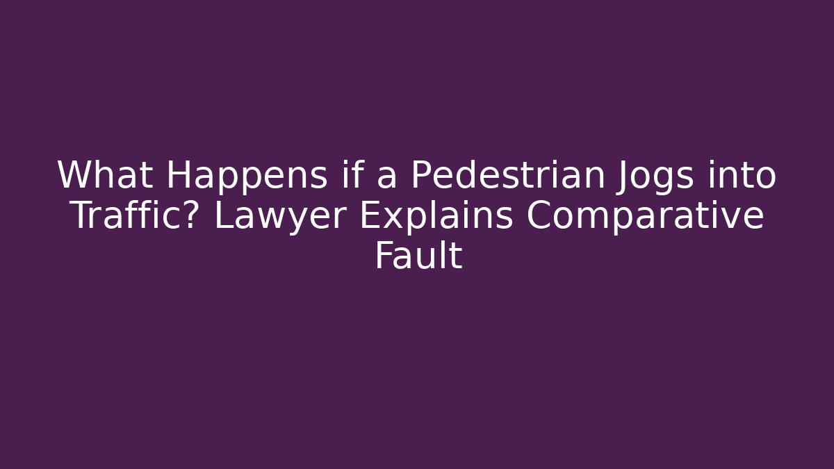 What Happens if a Pedestrian Jogs into Traffic? Lawyer Explains Comparative Fault