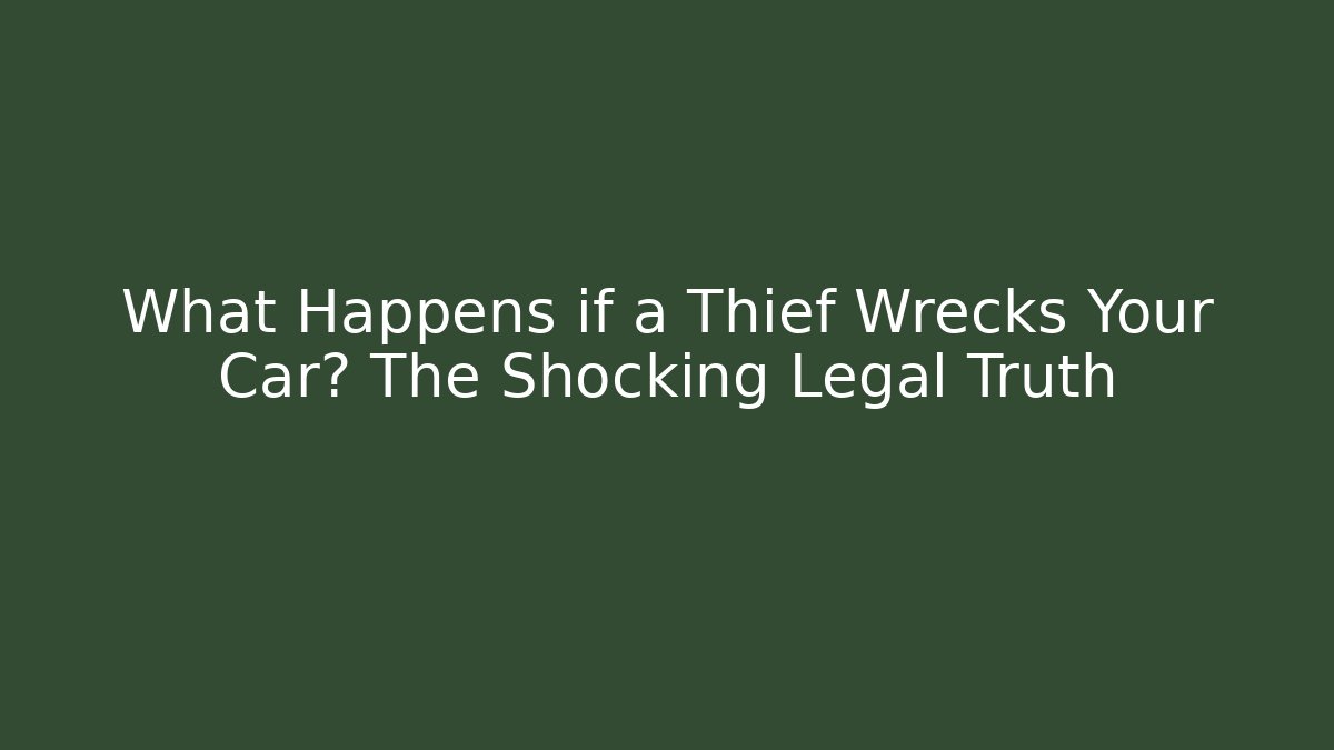What Happens if a Thief Wrecks Your Car? The Shocking Legal Truth
