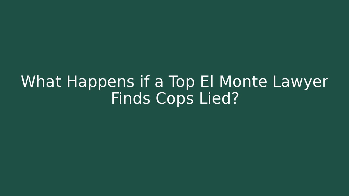 What Happens if a Top El Monte Lawyer Finds Cops Lied?