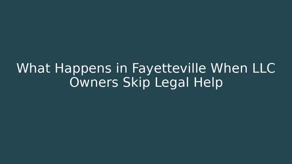What Happens in Fayetteville When LLC Owners Skip Legal Help - WealthxGroup