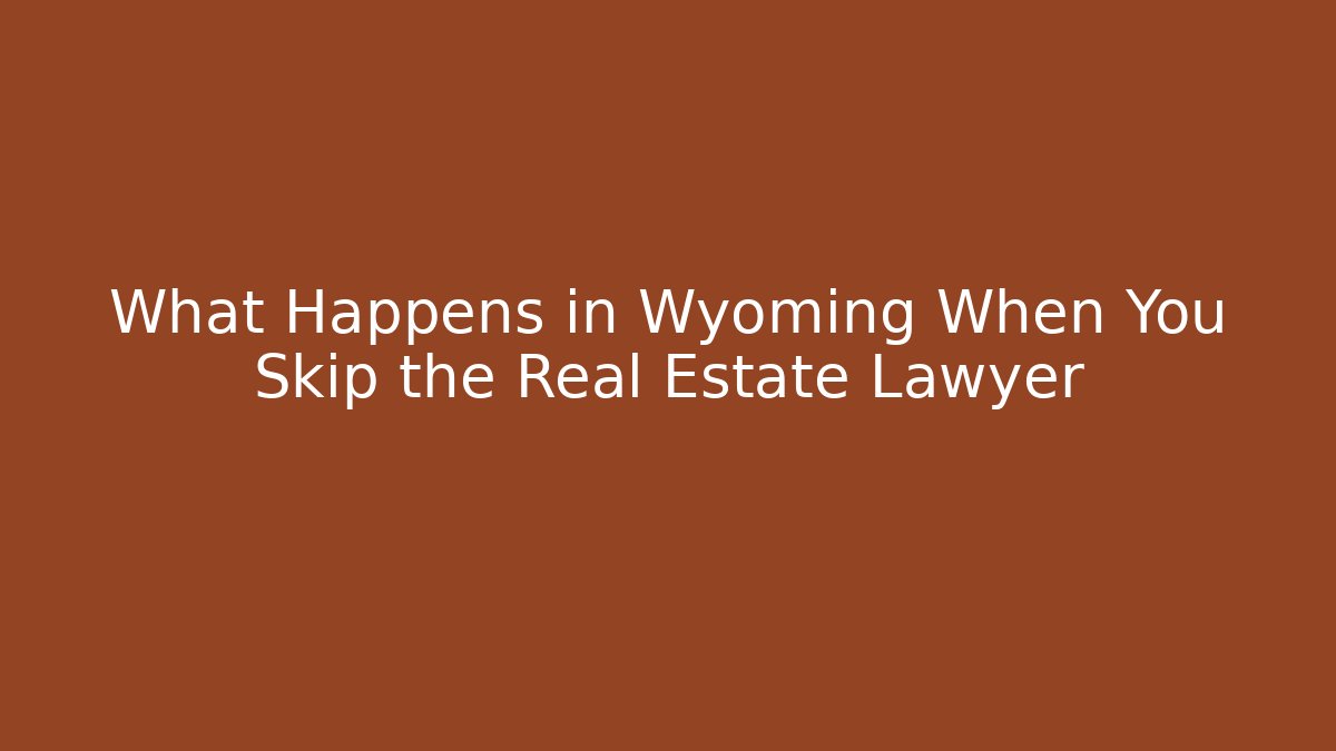 What Happens in Wyoming When You Skip the Real Estate Lawyer