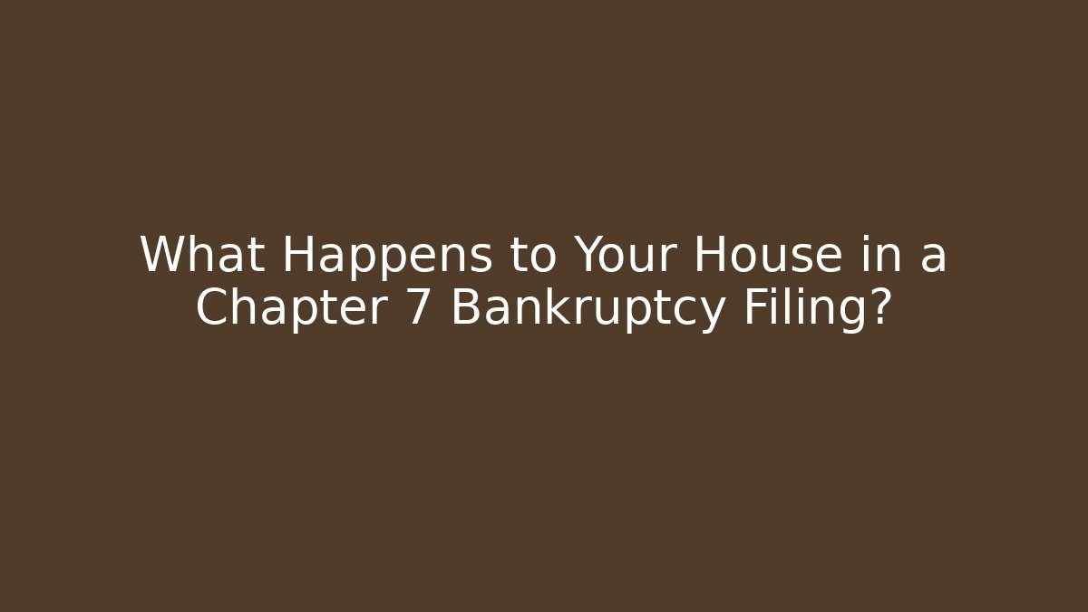 What Happens to Your House in a Chapter 7 Bankruptcy Filing?