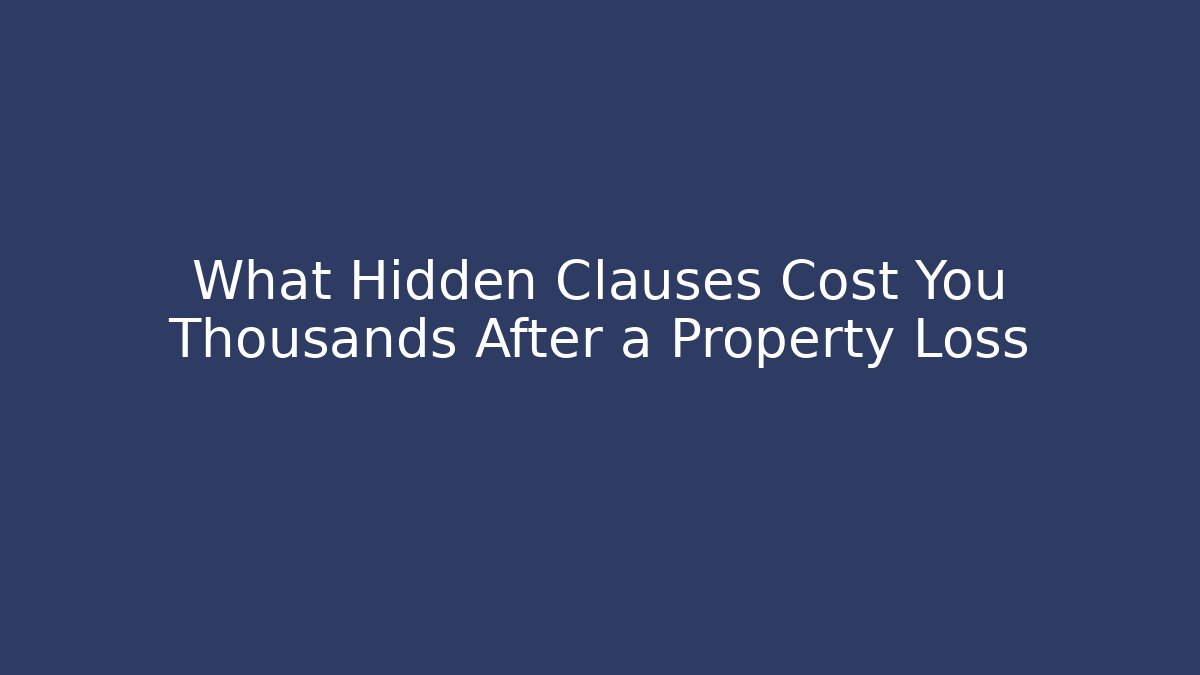 What Hidden Clauses Cost You Thousands After a Property Loss - WealthxGroup