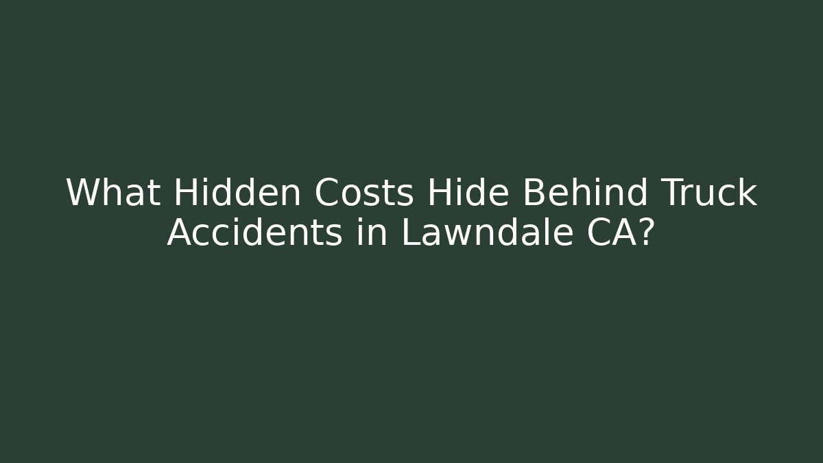 What Hidden Costs Hide Behind Truck Accidents in Lawndale CA?