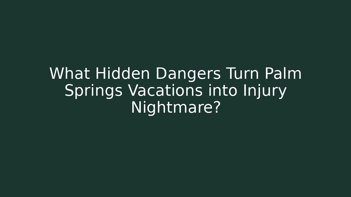 What Hidden Dangers Turn Palm Springs Vacations into Injury Nightmare?