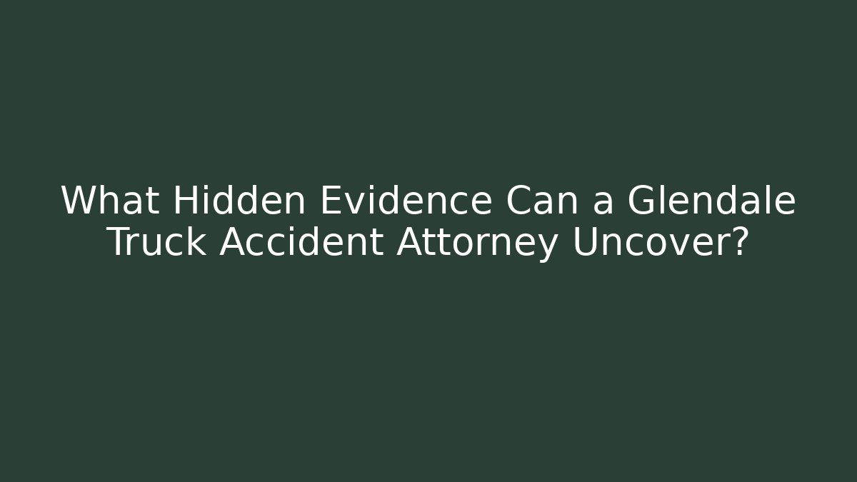 What Hidden Evidence Can a Glendale Truck Accident Attorney Uncover?