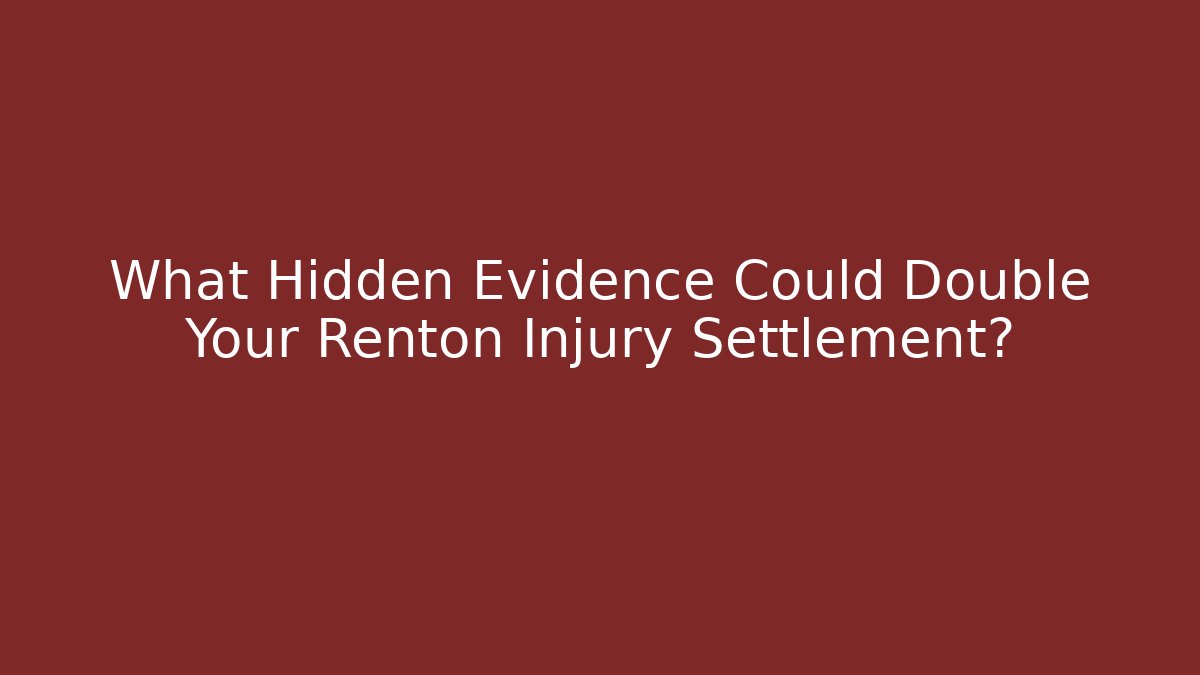 What Hidden Evidence Could Double Your Renton Injury Settlement? - WealthxGroup